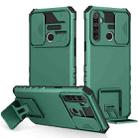 For OPPO Realme 5 / 5i / C3 Stereoscopic Holder Sliding Camshield Phone Case(Dark Green) - 1