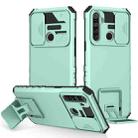 For OPPO Realme 5 / 5i / C3 Stereoscopic Holder Sliding Camshield Phone Case(Light Blue) - 1