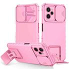 For OPPO Realme C35 Stereoscopic Holder Sliding Camshield Phone Case(Pink) - 1