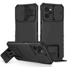 For OPPO Realme C35 Stereoscopic Holder Sliding Camshield Phone Case(Black) - 1