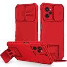 For OPPO Realme C35 Stereoscopic Holder Sliding Camshield Phone Case(Red) - 1