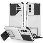 For vivo V23 5G Stereoscopic Holder Sliding Camshield Phone Case(White) - 1