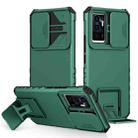 For vivo V23e / S10e 5G Stereoscopic Holder Sliding Camshield Phone Case(Dark Green) - 1