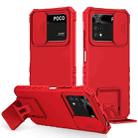 For Xiaomi Poco M4 Pro 4G Stereoscopic Holder Sliding Camshield Phone Case(Red) - 1