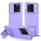 For Xiaomi Poco M4 Pro 4G Stereoscopic Holder Sliding Camshield Phone Case(Purple) - 1