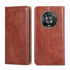 For Honor Magic4 Gloss Oil Solid Color Magnetic Flip Leather Phone Case(Brown) - 1