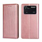 For Xiaomi Poco M4 Pro Gloss Oil Solid Color Magnetic Flip Leather Phone Case(Rose Gold) - 1