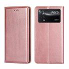 For Xiaomi Poco X4 Pro 5G Gloss Oil Solid Color Magnetic Flip Leather Phone Case(Rose Gold) - 1