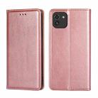 For Samsung Galaxy A03 166mm Gloss Oil Solid Color Magnetic Flip Leather Phone Case(Rose Gold) - 1