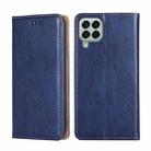 For Samsung Galaxy M33 5G Gloss Oil Solid Color Magnetic Flip Leather Phone Case(Blue) - 1