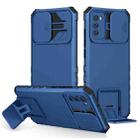 For Samsung Galaxy A02s EU Stereoscopic Holder Sliding Camshield Phone Case(Blue) - 1