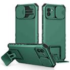 For Samsung Galaxy A03 166mm Stereoscopic Holder Sliding Camshield Phone Case(Dark Green) - 1