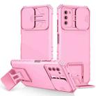 For Samsung Galaxy A03s EU Stereoscopic Holder Sliding Camshield Phone Case(Pink) - 1