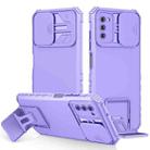 For Samsung Galaxy A03s EU Stereoscopic Holder Sliding Camshield Phone Case(Purple) - 1