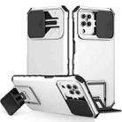 For Samsung Galaxy A12 5G Stereoscopic Holder Sliding Camshield Phone Case(White) - 1