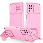 For Samsung Galaxy A12 5G Stereoscopic Holder Sliding Camshield Phone Case(Pink) - 1