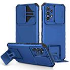 For Samsung Galaxy A33 5G Stereoscopic Holder Sliding Camshield Phone Case(Blue) - 1