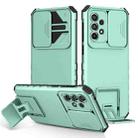 For Samsung Galaxy A33 5G Stereoscopic Holder Sliding Camshield Phone Case(Light Blue) - 1