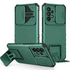 For Samsung Galaxy A53 5G Stereoscopic Holder Sliding Camshield Phone Case(Dark Green) - 1