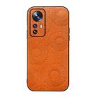 For Xiaomi 12 Pro Sunflower Pattern PU Shockproof Phone Case(Orange) - 1