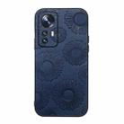 For Xiaomi 12 Pro Sunflower Pattern PU Shockproof Phone Case(Blue) - 1