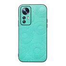 For Xiaomi 12 Pro Sunflower Pattern PU Shockproof Phone Case(Baby Blue) - 1