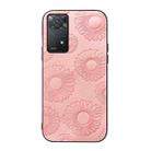 For Xiaomi Redmi Note 11 Pro Sunflower Pattern PU Shockproof Phone Case(Pink) - 1