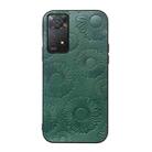 For Xiaomi Redmi Note 11 Pro Sunflower Pattern PU Shockproof Phone Case(Green) - 1