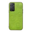 For Xiaomi Redmi Note 11 Pro Sunflower Pattern PU Shockproof Phone Case(Light Green) - 1