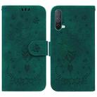 For OnePlus Nord CE 5G Butterfly Rose Embossed Leather Phone Case(Green) - 1