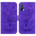 For OnePlus Nord CE 5G Butterfly Rose Embossed Leather Phone Case(Purple) - 1
