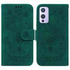 For OnePlus 9 US & EU Version Butterfly Rose Embossed Leather Phone Case(Green) - 1