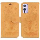 For OnePlus 9 US & EU Version Butterfly Rose Embossed Leather Phone Case(Yellow) - 1