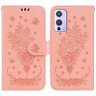 For OnePlus 9 US & EU Version Butterfly Rose Embossed Leather Phone Case(Pink) - 1