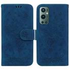 For OnePlus 9 Pro Butterfly Rose Embossed Leather Phone Case(Blue) - 1