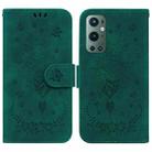 For OnePlus 9 Pro Butterfly Rose Embossed Leather Phone Case(Green) - 1