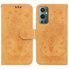 For OnePlus 9 Pro Butterfly Rose Embossed Leather Phone Case(Yellow) - 1