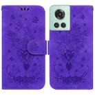 For OnePlus 10R / Ace Butterfly Rose Embossed Leather Phone Case(Purple) - 1