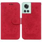 For OnePlus 10R / Ace Butterfly Rose Embossed Leather Phone Case(Red) - 1