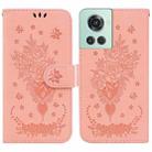 For OnePlus 10R / Ace Butterfly Rose Embossed Leather Phone Case(Pink) - 1