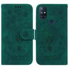 For OnePlus Nord N10 5G Butterfly Rose Embossed Leather Phone Case(Green) - 1