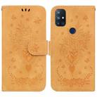 For OnePlus Nord N10 5G Butterfly Rose Embossed Leather Phone Case(Yellow) - 1