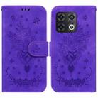 For OnePlus 10 Pro 5G Butterfly Rose Embossed Leather Phone Case(Purple) - 1