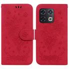 For OnePlus 10 Pro 5G Butterfly Rose Embossed Leather Phone Case(Red) - 1