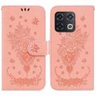 For OnePlus 10 Pro 5G Butterfly Rose Embossed Leather Phone Case(Pink) - 1