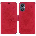 For OnePlus Nord N20 5G Butterfly Rose Embossed Leather Phone Case(Red) - 1