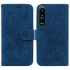 For Sony Xperia 1 III Butterfly Rose Embossed Leather Phone Case(Blue) - 1
