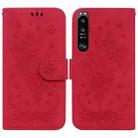 For Sony Xperia 1 III Butterfly Rose Embossed Leather Phone Case(Red) - 1