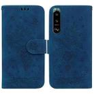 For Sony Xperia 5 III Butterfly Rose Embossed Leather Phone Case(Blue) - 1