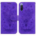 For Sony Xperia 10 III Butterfly Rose Embossed Leather Phone Case(Purple) - 1